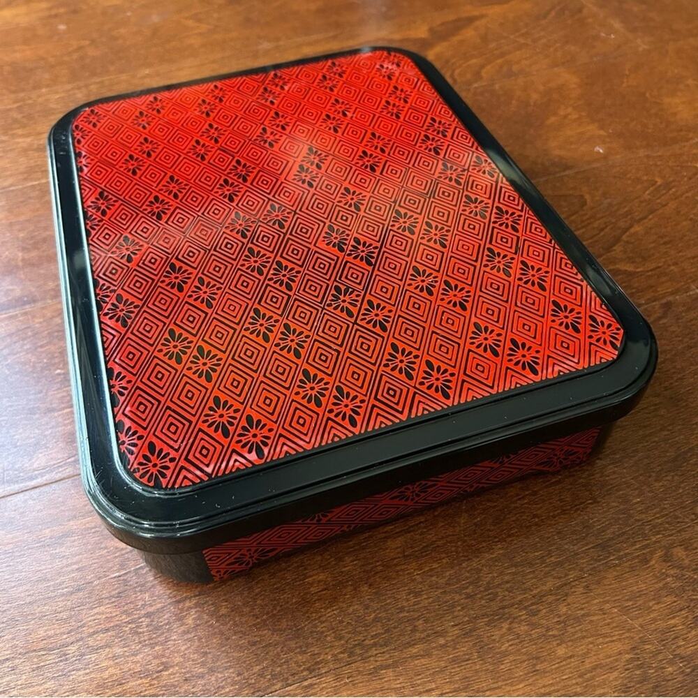 Japanese Bento Box, Black & Red Geometric Pattern, Nice Big Size For Adult Meal